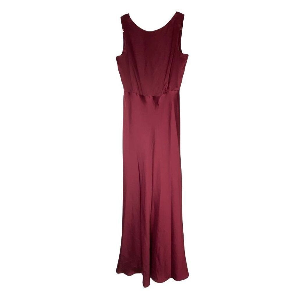 Taylor Women's Wine Red Burgundy Satin Sleeveless A-Line Maxi Gown Dress Size 12